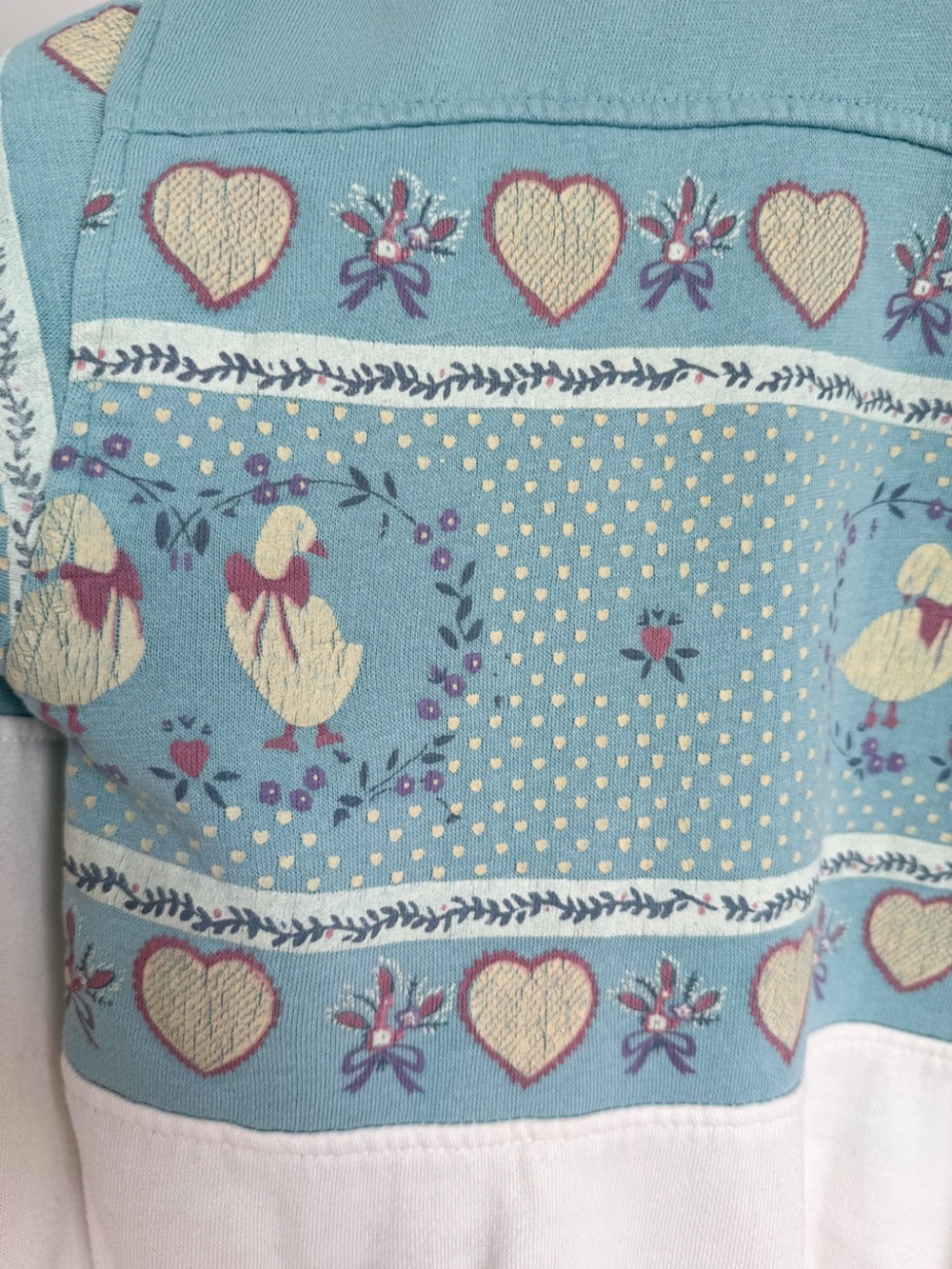 Vtg 80s Lady Foot Locker Country Goose Crewneck Sweatshirt S Ribbon Teal Cream - Picture 7 of 14